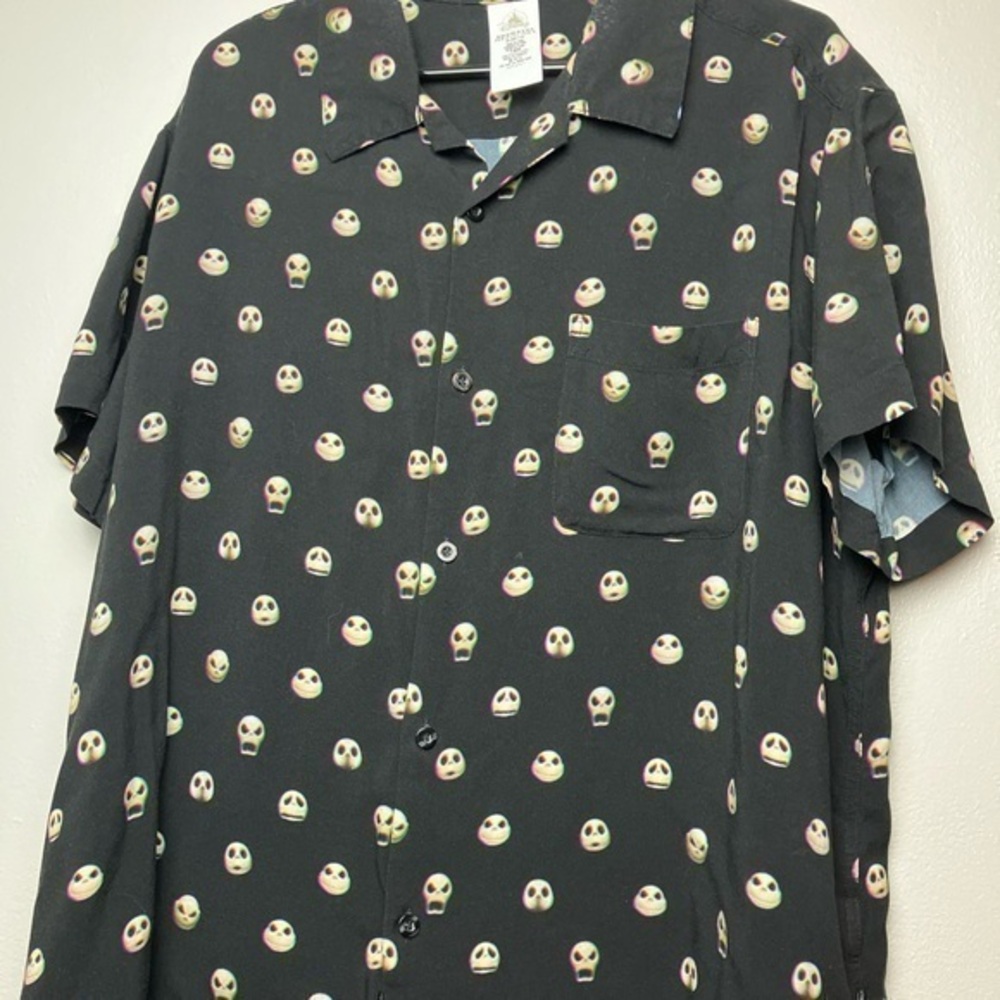 Jack Skelington NBC Hawaiian Shirt Black Geometric XL Disney